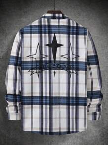 Manfinity Homme Men Plaid & Letter Graphic Overcoat - Multicolor - View 2