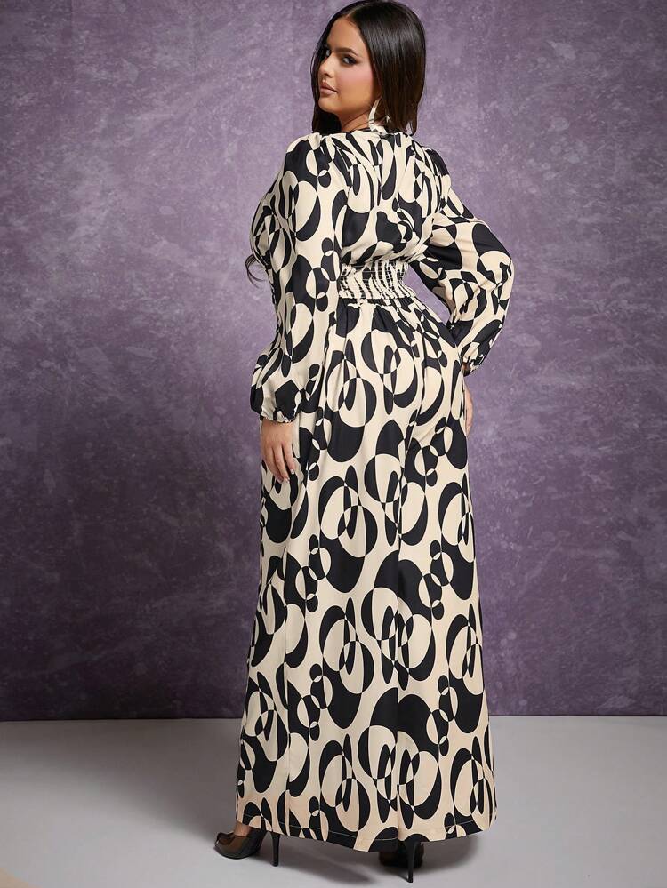 Plus Geo Print Crop Top & Pants Two Pieces Set