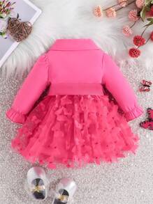 Spring/autumn 2023 New Arrival Sweet & Cute Style Girls' Butterfly Mesh Tutu Dress In Pink - Hot Pink - View 2