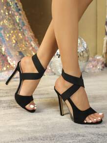 性感红色露趾12厘米超高跟时尚女士婚礼凉鞋