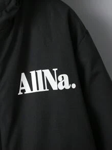 Tween Boy Letter Graphic Flap Pocket Teddy Lined Hooded Coat - Black - View 3