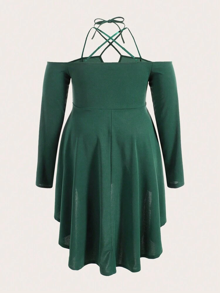 Plus Crisscross Halter Neck Dress