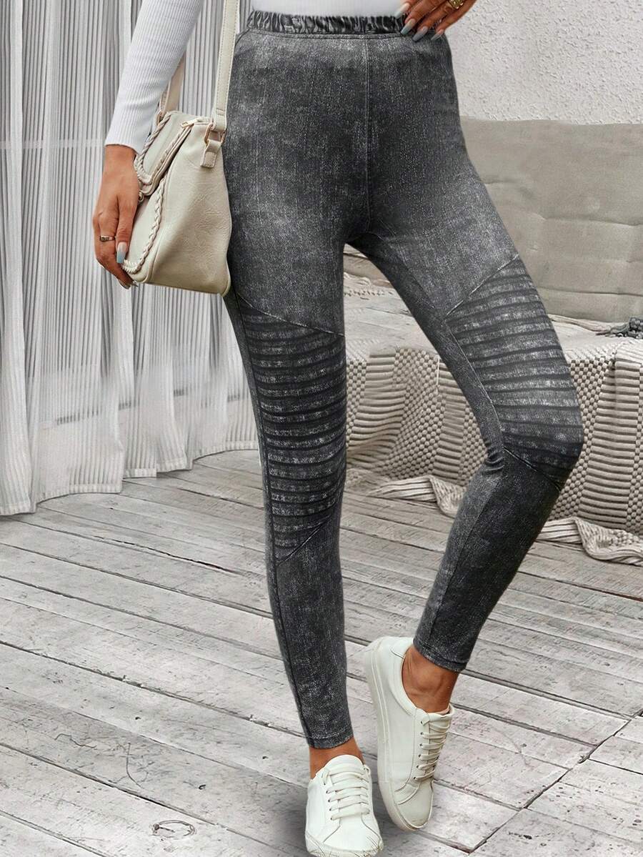 SHEIN LUNE Eo đàn hồi Xà cạp - Màu xám đen - Xem 1