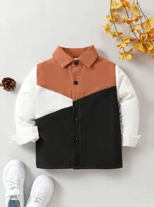 SHEIN Toddler Boys' Fashionable Street Style Thick Warm Shirt Jacket For Autumn And Winter - Multicolor - View 1