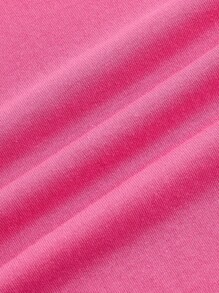 SHEIN EZwear Áo thun nữ cổ tròn tay ngắn in chữ, phù hợp cho mùa hè - Hồng - Xem 5