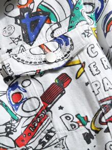 Manfinity LEGND Loose-Fit Men's Denim Jacket With Random Rocket & Letter Print, No Tee Included - Multicolor - View 6