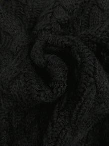 SHEIN Unity Áo len cardigan tay đèn lồng màu trơn có cà vạt, áo dài tay - màu đen - Xem 8