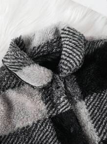 SHEIN Cô gái Tween In kẻ sọc Buffalo áo - Đen và trắng - Xem 6