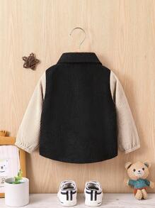 Baby Colorblock Collar Coat With Pocket Design