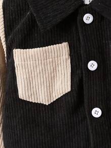 Baby Colorblock Collar Coat With Pocket Design