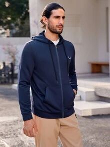 GENTILAND Nam Dệt kim Giải trí Áo nỉ có mũ - Màu xanh hải quân - Xem 5