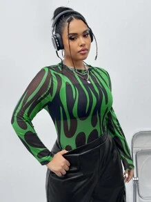 Coolane Mesh Flame Print Women's Top - Multicolor - View 7