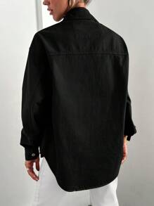 EURMUSE 100%Cotton Women's Denim Jacket And Coat - Black - View 2