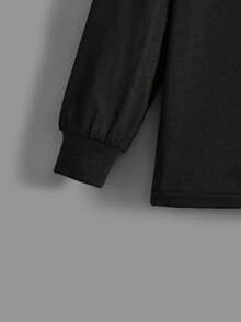 SHEIN 年輕男孩極簡時尚字母印花t恤 - 黑色 - 查看 3