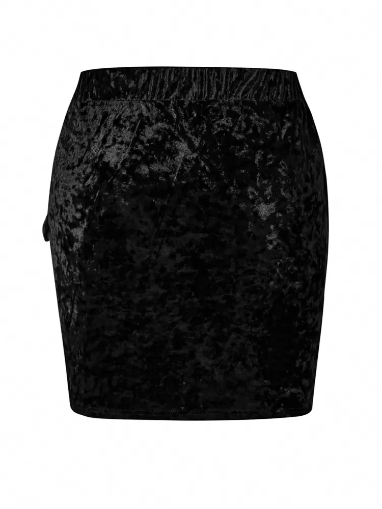Asymmetrical Hem Side Detailing Mini Skirt With Waist Rope