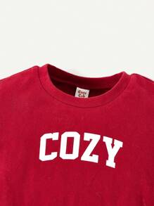 2入組男嬰兒字母印花長袖連體衣 - 酒紅色 - 查看 4