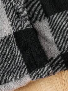 SHEIN Cô gái Tween In kẻ sọc Buffalo áo - Đen và trắng - Xem 8