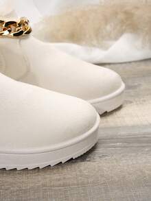 Của phụ nữ Mới Đế dày Nền tảng Đúng mốt Mùa Đông Nhung Bốt Tuyết - trắng - Xem 5