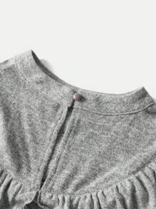 SHEIN Maternity Lantern Sleeve Dress With Ruffled Hem - Grey - View 8