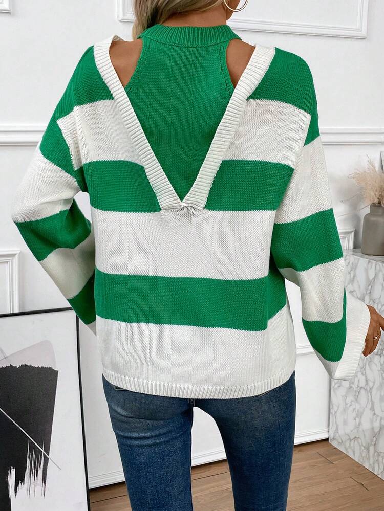 Women's Color Block Knit Pullover Fall Winter Sweater