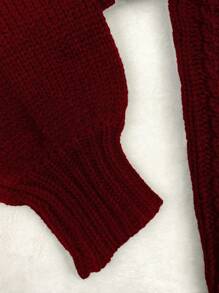 SHEIN Unity 女士酒红色灯笼袖 V 领开衫、长袖上衣