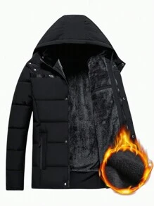 Manfinity Homme Herren Lange Ärmel Kapuzen Wattierte Jacke, für Herbst und Winter