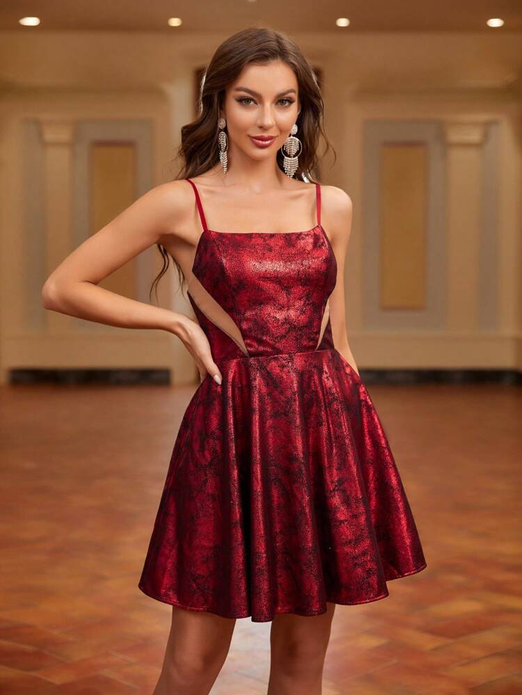 Metallic Fabric, Sparkly, Skin-Baring, Women's Party Dress