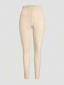 SHEIN Unity 3pcs Solid Ribbed Knit Leggings - Black - View 8
