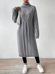 SHEIN Essnce Của phụ nữ Áo cao cổ Đầm Áo len Với Tách ra đẳng sau - Xám - Xem 1