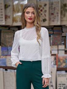 SHEIN Frenchy Sznurówka Patchwork Rękaw z falbanką  Bluzki