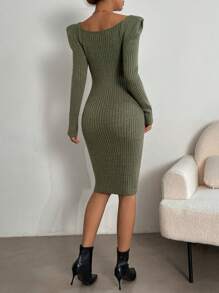 SHEIN Privé 女士綠色毛衣連身裙 - 綠色 - 查看 2