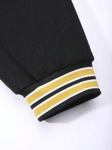 Manfinity Homme Loose Fit Men's Overcoat With Geometric & Slogan Graphic, Raglan Sleeves And Without Hoodie - Multicolor - View 3