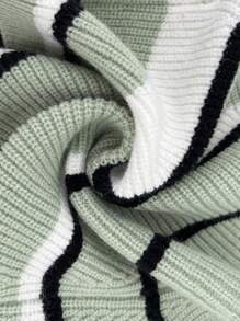 SHEIN Unity 条纹图案短款针织套头衫，适合秋冬季穿着 - 彩色 - 查看 4