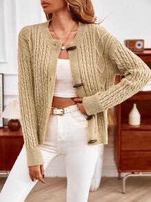 SHEIN Frenchy Xoắn Dan Thả vai Áo nịt vải thô - Lạc đà - Xem 4