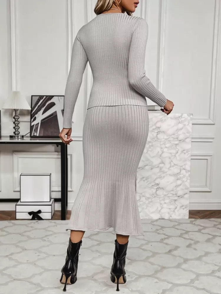 Women's Cross Front Knit Sweater Set Fall Cloth For Women