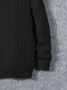 Young Boy Solid Mock Neck Sweater - Black - View 4