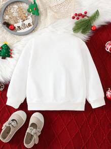 SHEIN Áo nỉ Giáng sinh vui vẻ cho bé gái - trắng - Xem 2