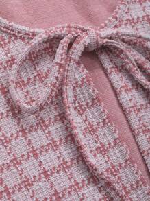 Dazy Star 格紋印花系帶前短袖上衣