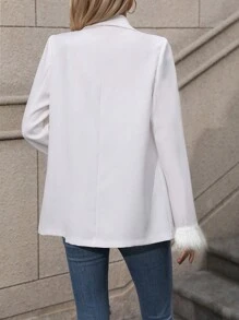 Chiquease 純色披肩領西裝外套,配流蘇下擺和袖口 - 白色 - 查看 2
