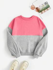 SHEIN EZwear 拼色針織女士運動衫 - 彩色 - 查看 5