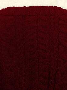 SHEIN Unity 女士酒红色灯笼袖 V 领开衫、长袖上衣