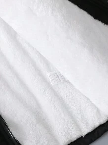 Tween Boy Letter Graphic Flap Pocket Teddy Lined Hooded Coat - Black - View 5