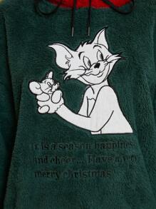 TOM & JERRY X SHEIN Của phụ nữ Thêu Mô hình Cartoon Lông cừu Hoodie Với dây rút - Nhiều màu - Xem 6