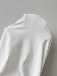 SHEIN Privé 蕾絲拼接斜下擺長袖t恤 - 白色 - 查看 6