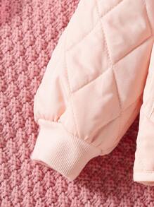 Dày Mùa Đông Em bé Cô gái Thanh lịch Ấm áp Kim cương Checkered Áo khoác Và Váy Hai chiếc Bộ - Hồng - Xem 5