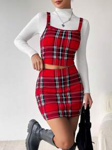 SHEIN EZwear 女性兩件套裝 - 紅色 - 查看 1