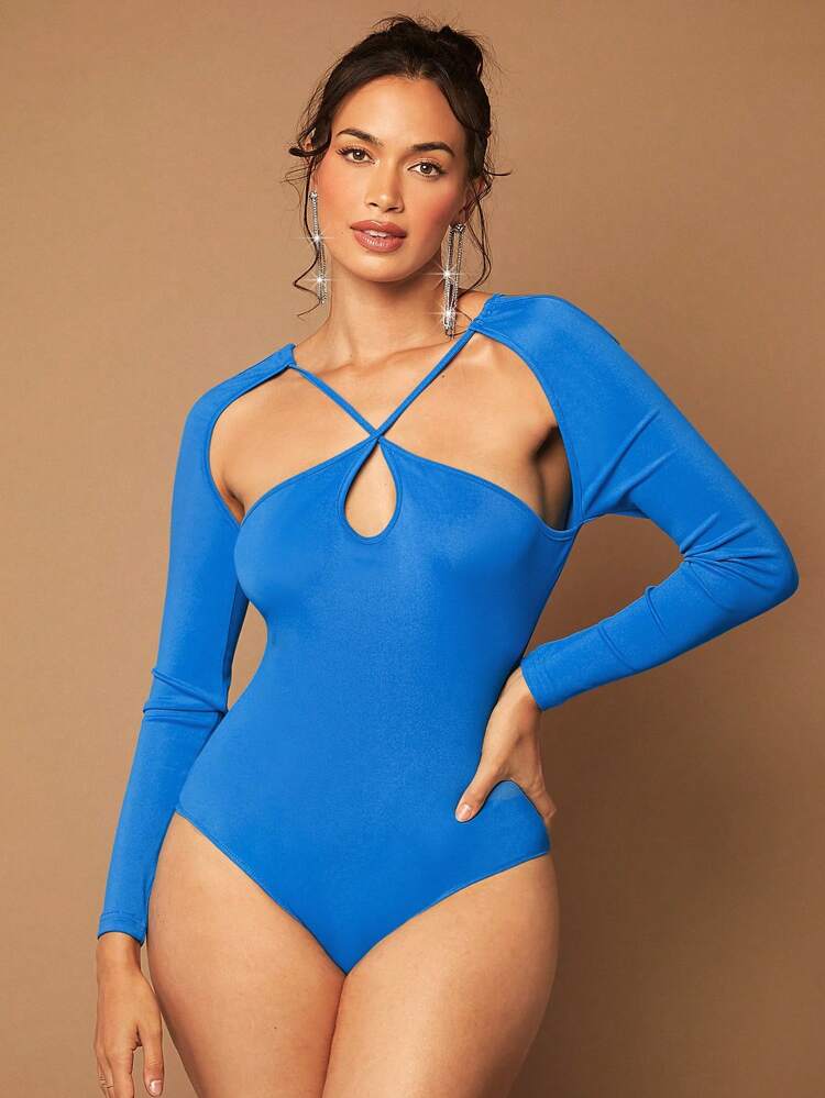 Women's Hollow Out Raglan Sleeve Bodysuit