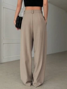 Dazy Designer Quần ống rộng có túi cho nữ, Quần giáo viên - Màu Khaki - Xem 2