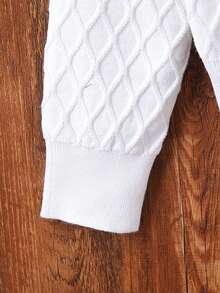 SHEIN Young Girl Turtleneck Drop Shoulder Sweater - White - View 3