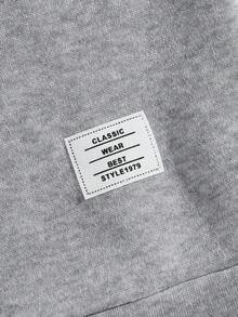 GENTILAND Nam Chi tiết được vá Áo chui đầu & Eo dây rút Quần thể thao - Màu Xám nhạt - Xem 5